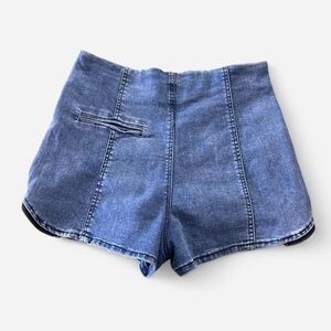 Light Blue High Rise Hot Pants Women’s Denim Shorts Super Cheeky Size Small